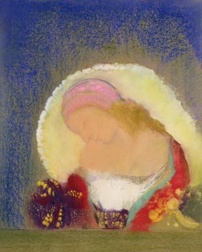 Profile of a Girl with Flowers by Odilon Redon
